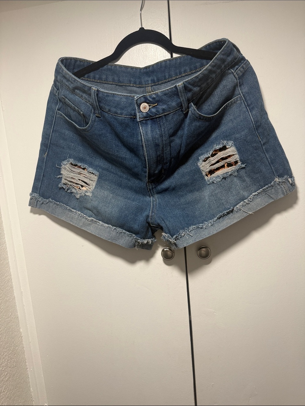 Distressed Blue Denim Women's Cutoff Shorts